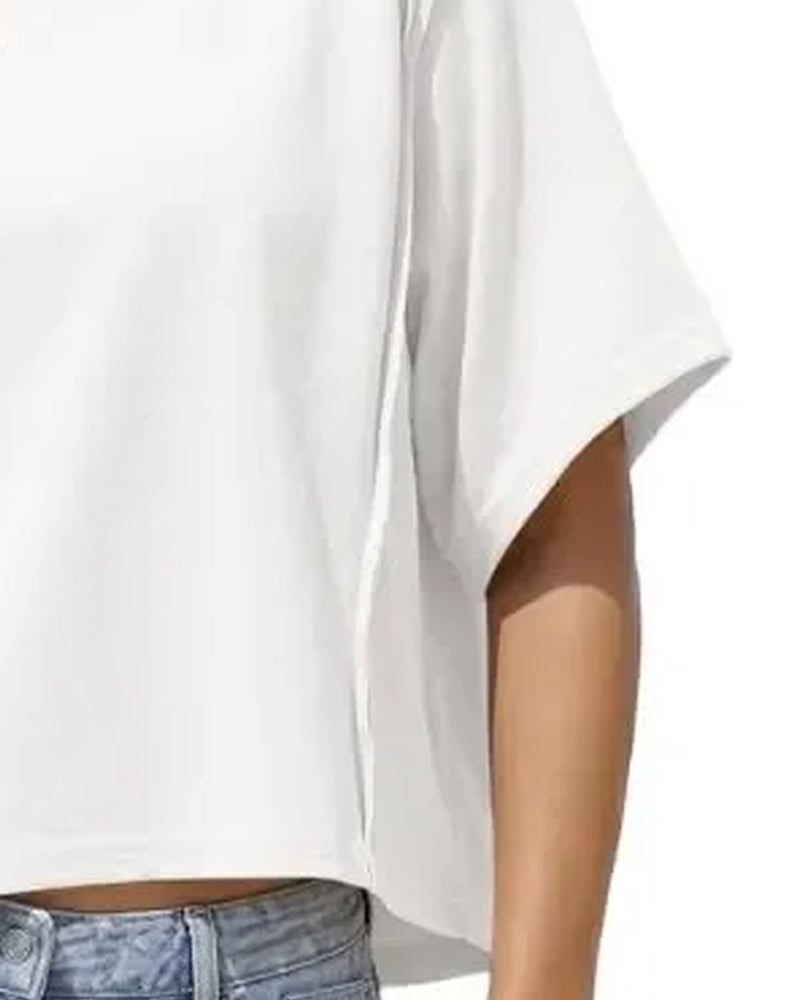 T-Shirts Kort Drop Skulder Løs