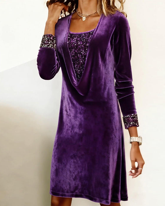 Kjole Elegant Paliet Patchwork