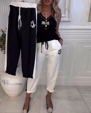 Bukser afslappet slim fit elastisk snøre