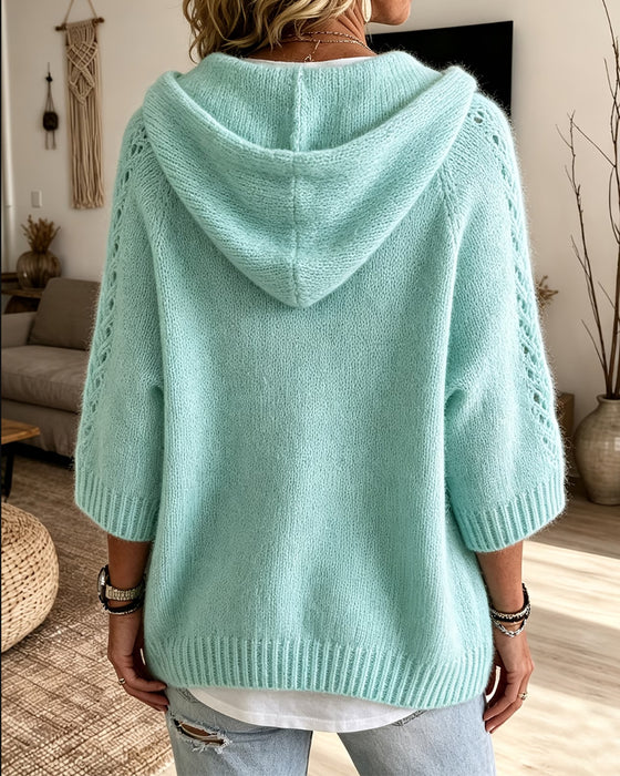 Pullover Med Hætte Hul Rum Snor Lomme