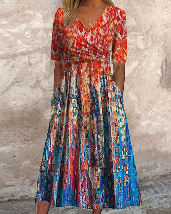 Resortkjole med V-hals og lommer