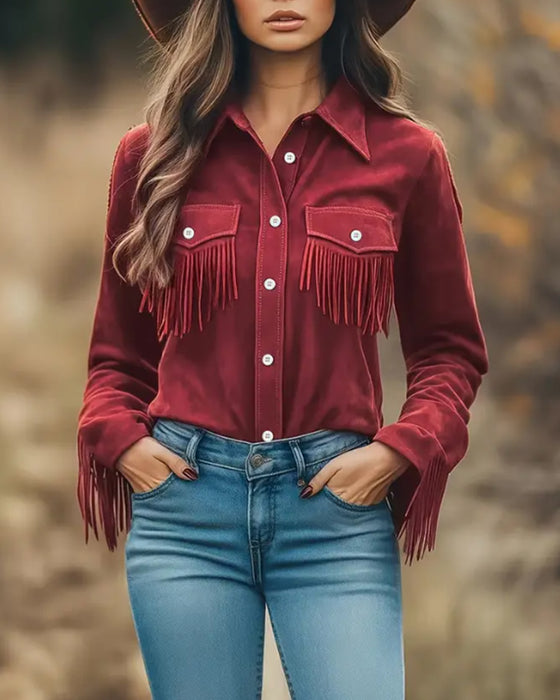 Skjorte Med Lapel Krage, Franslomme Detalj Og Moderne Klipning