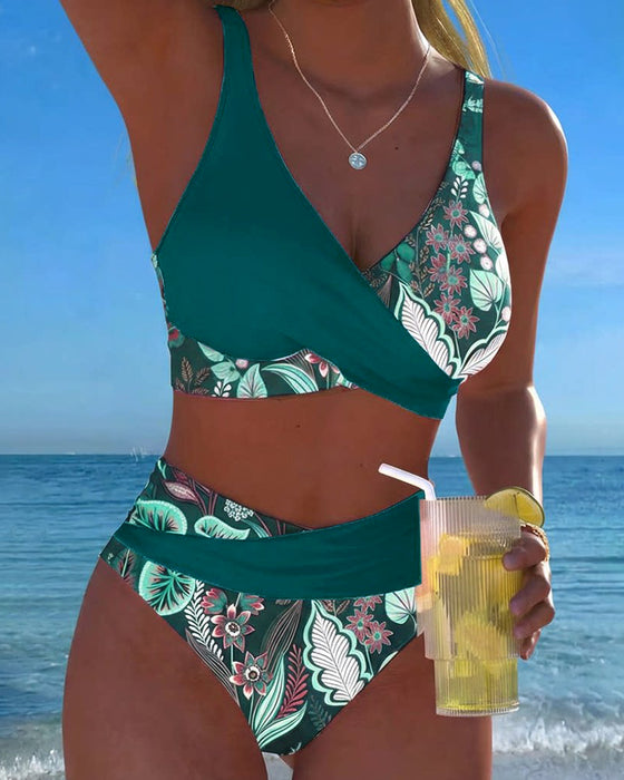 Bikini Kontrastfarve Mode Blomst
