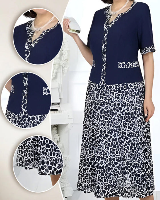 Sæt Patchwork Blomstret Top + Blomstret Nederdel