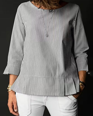 Top Stribet Rund Hals