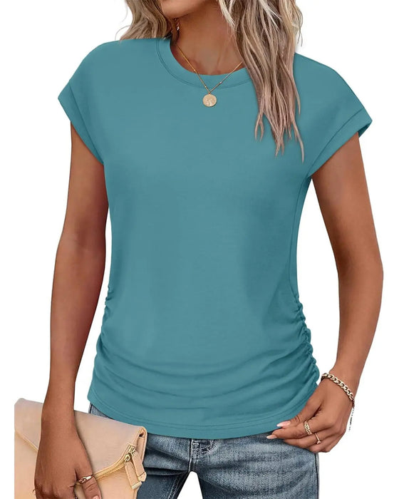 T-Shirt Side Rynkning Kort Ærme
