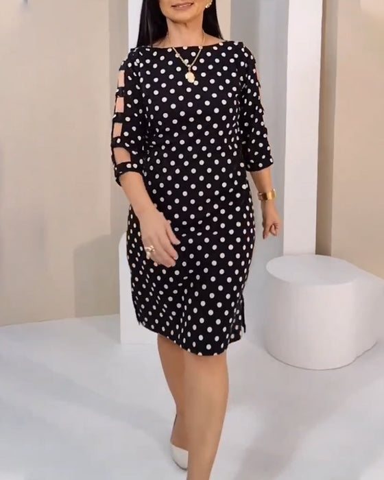 Kjole Rund Hals Polkaprikker