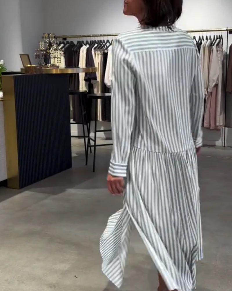 Kjole Stribet Sideslid Maxi