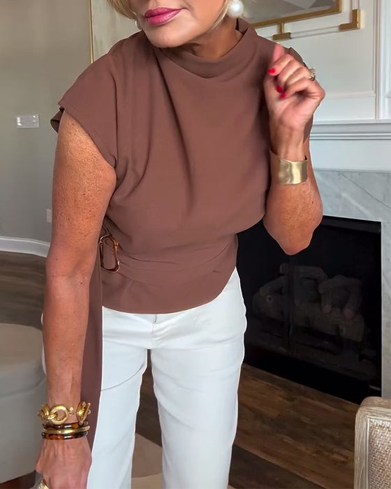 Taljeformende Ensfarvet Bluse