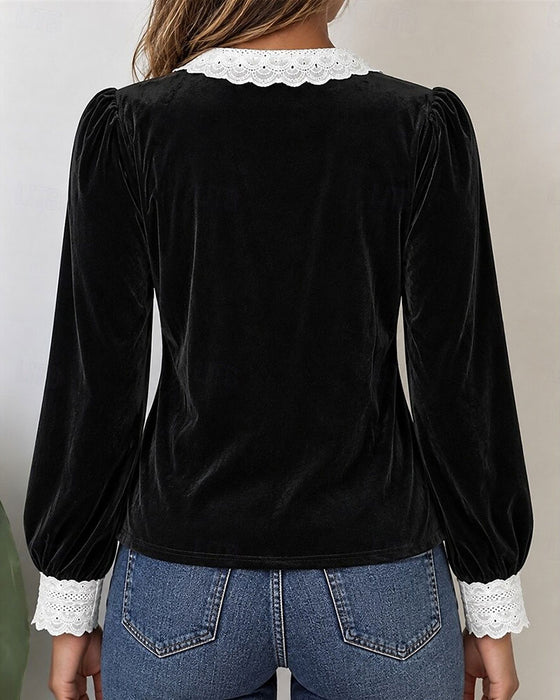 Top V-Hals Sløjfe Patchwork