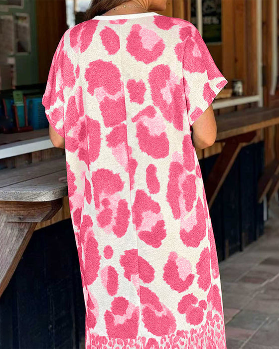 Kjole Løs Leopard Tryk