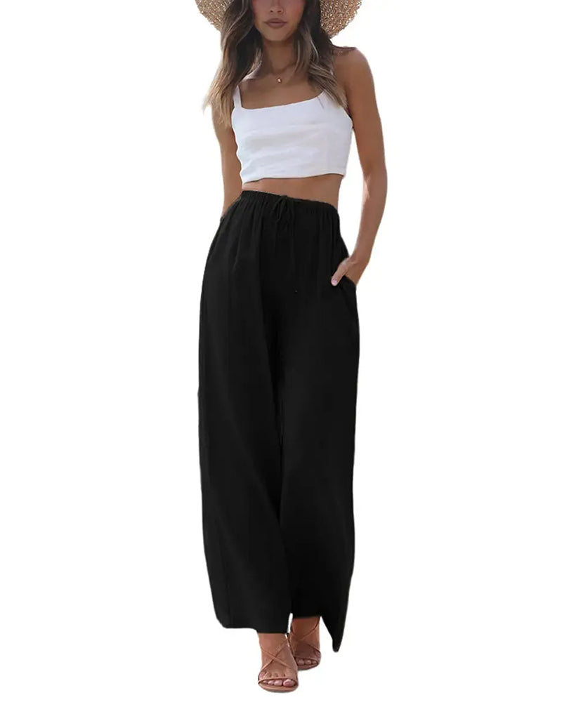 Bukser Loose Fit Afslappet Snøre Bredt Ben