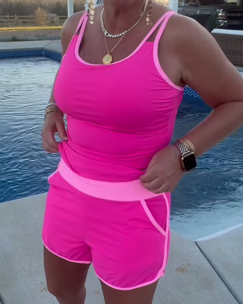 Tankini Med Farvekontrast Kantebånd Og Sømme