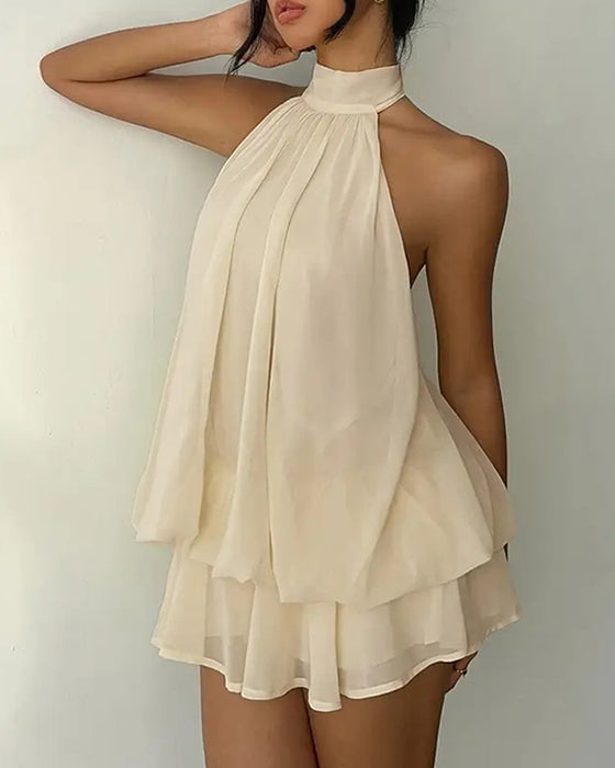 Kjole Halsstrop Chiffon Mini
