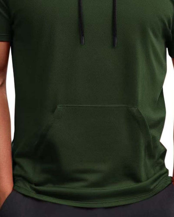 T-Shirt Hætte Hurtig Tør Kort Ærme