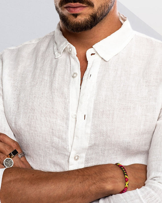 Herre Skjorte Nedlagt Krave Ensfarvet Afslappet