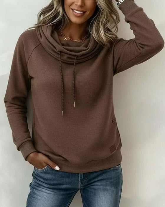 Sweatshirt Mock Hals Bindebånd Casual Pullover
