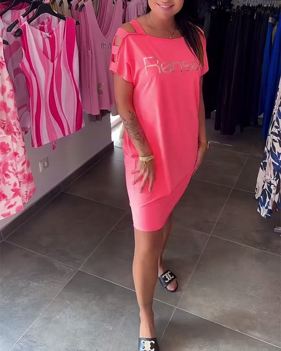 Kjole Off-Shoulder Printet Moderigtig