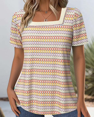 Bluse Moderigtig Afslappet Ærmeløs Firkantet Halsudskæring