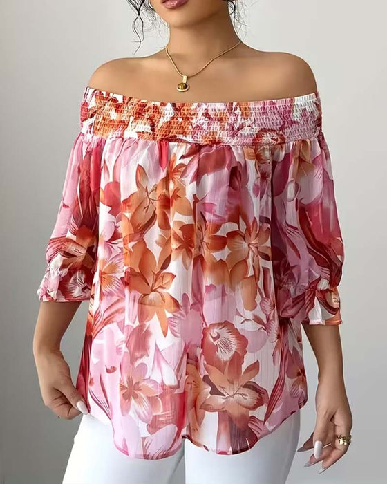 Bluse Off-Shoulder Tryk Bobble Ærme