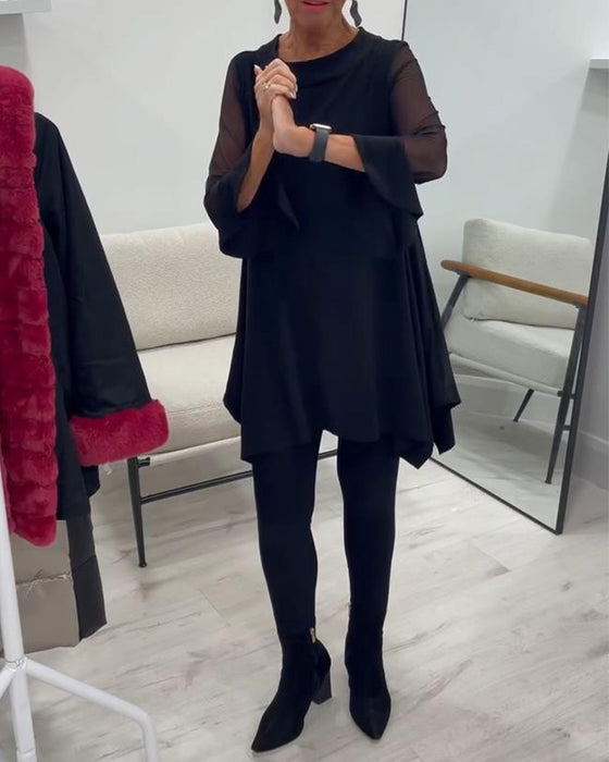 Bluse Med Uregelmæssig Kant Og Udstående Ærmer