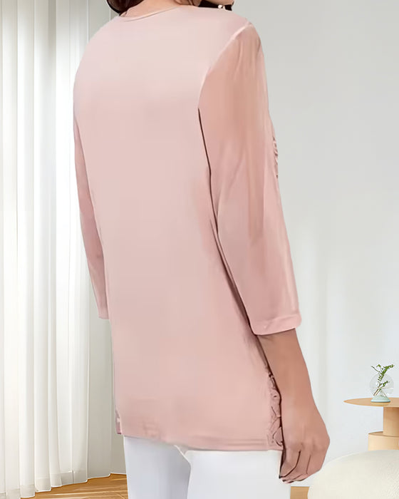 Bluse V-hals Blonder Trekvartærme