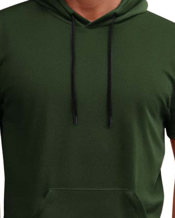 T-Shirt Hætte Hurtig Tør Kort Ærme