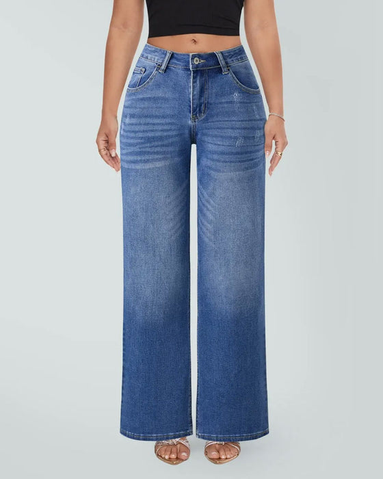 Jeans Høj Talje Bredt Ben