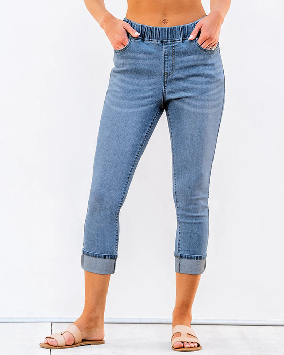 Jeans Elastisk Talje Capri