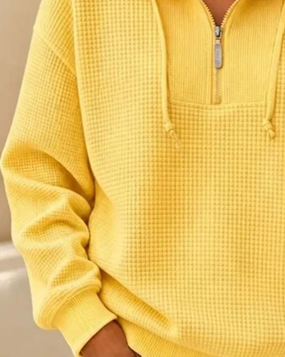 Sweatshirt Vaffel Snørre Halvzip