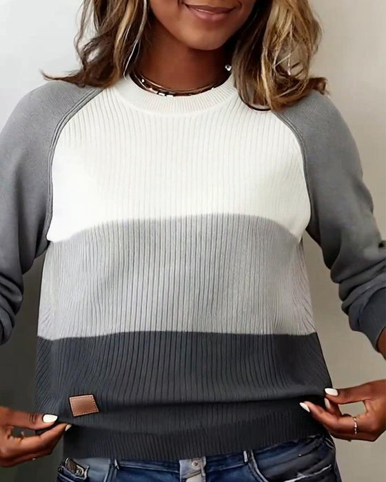 Top Stilfuld Rund Hals Kontrastfarve