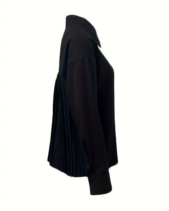 Bluse Stilfuld Ensfarvet Plisseret