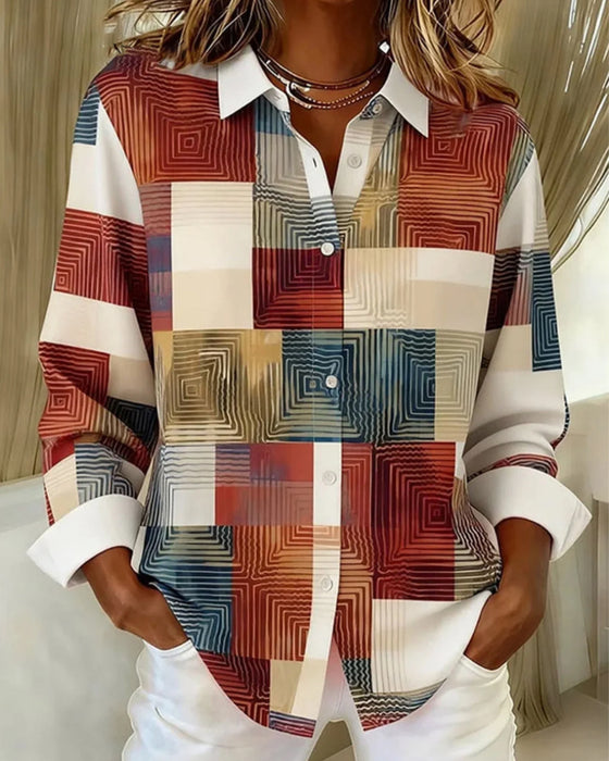 Skjorte Med Reverskrave, Ternet Mønster Og Knapper