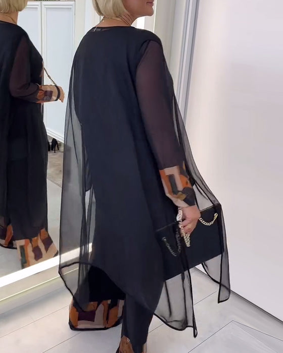 Jakkesæt Elegant Langærmet Printet Brede Ben