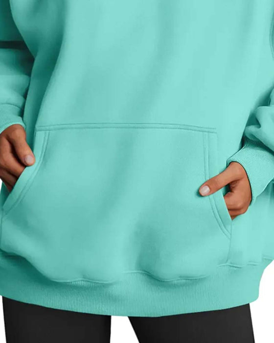 Hoodie Ensfarvet Lang Ærme Casual
