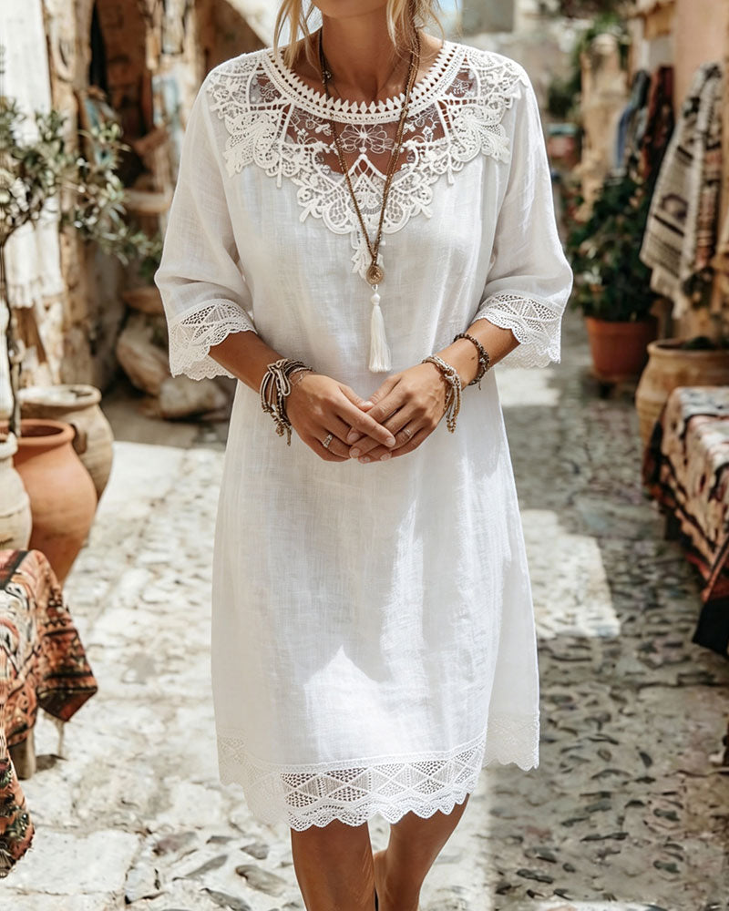 Kjole Blonder Casual Midi