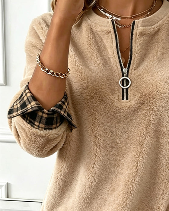 Sweatshirt Farveblok Rundhals