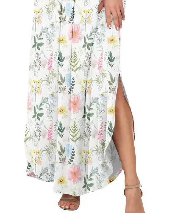 Kjole Elegant Blækvask Blomstret Maxi