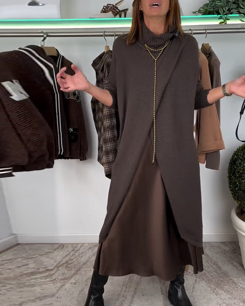 Lang rullekravesweater med slids