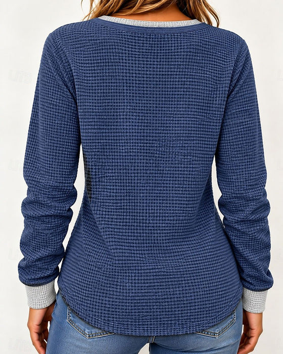 Top Stilfuld Henley Lang Ærme