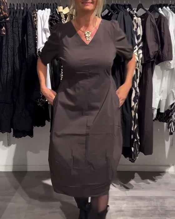 Kjole V-hals Lomme Casual