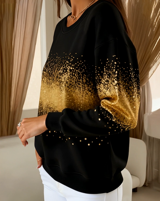 Sweatshirt Modemæssig Rund Hals Gradienttryk