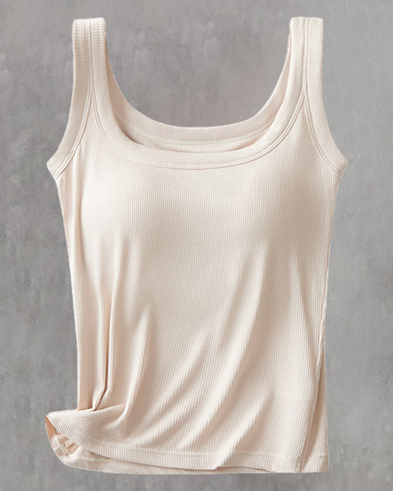 Ærmeløs Top I Ensfarvet Med Indbygget Bh