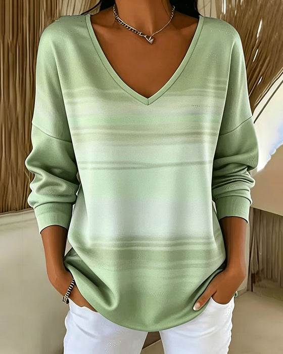 Sweatshirts V-Hals Lang Ærme Ombre