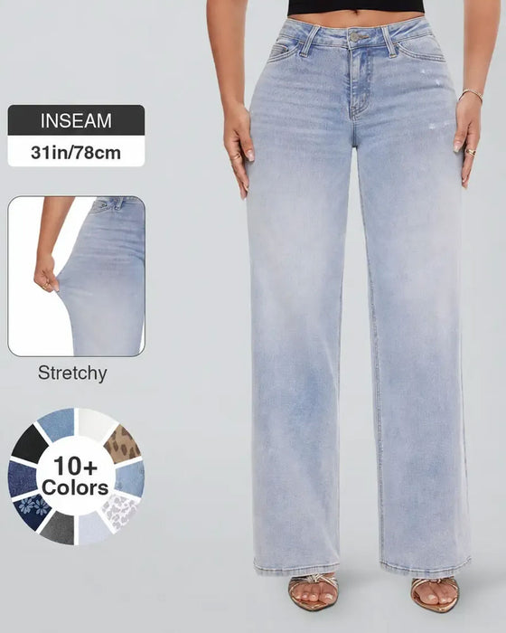 Jeans Høj Talje Bredt Ben