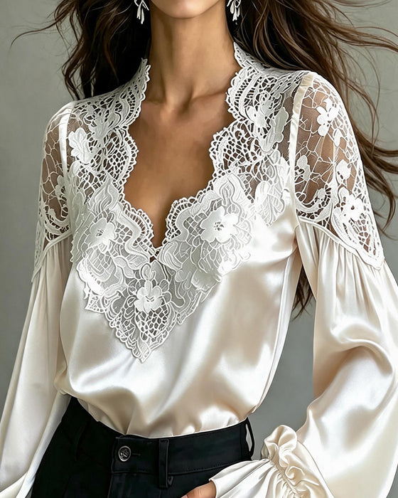 luse V-Hals Ruffle Blonde Udskæring