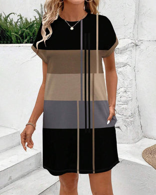 Kjole Rund Hals Mode Casual Trykt