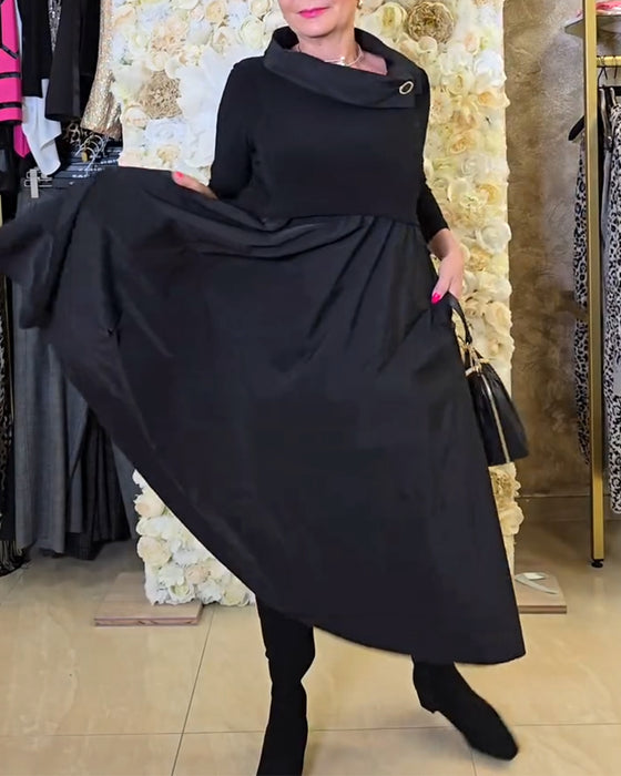 Kjole Fashionable Street Ensfarvet A-linje