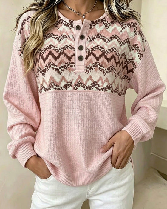 Sweatshirt Rund Hals Vaffel Afslappet