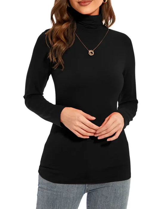 Top Ensfarvet Halv Turtleneck Base